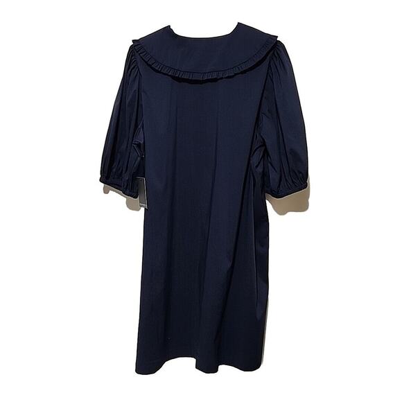 Eloquii Oversized Ruffle Collar Shirt Dress Button Down Navy size 18 D03-0284 - Picture 3 of 11